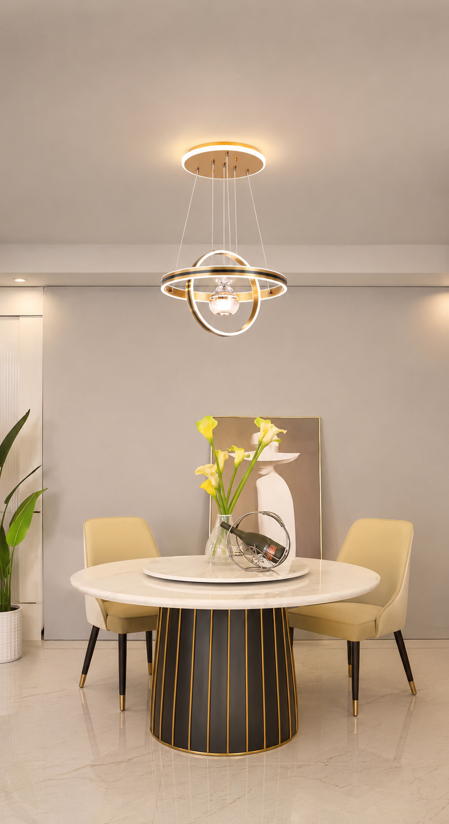 GOLD GALAXY RING PENDANT LED CHANDELIER